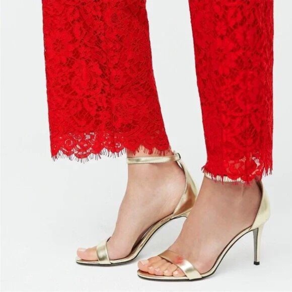 F8766 J. Crew red lace ankle holiday party dress pants 10 - Picture 8 of 8